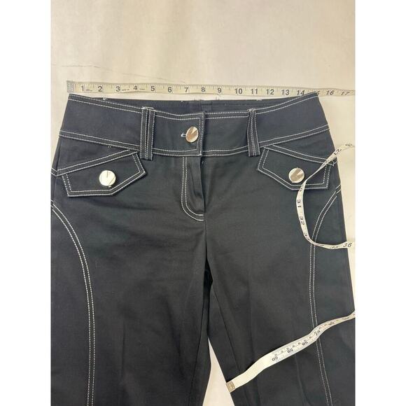 Vintage Y2K Capri Pants Black Oversize Buttons Silver Edgy High Contrast Size 6 - Picture 4 of 9